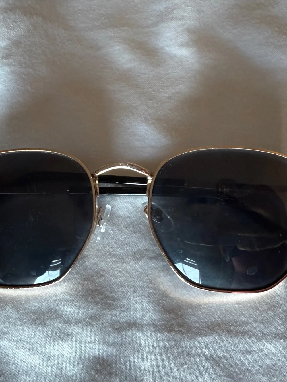 Women's Sunglasses Designer Black Lens Oversized Hexagon Celebrity Gold Frame